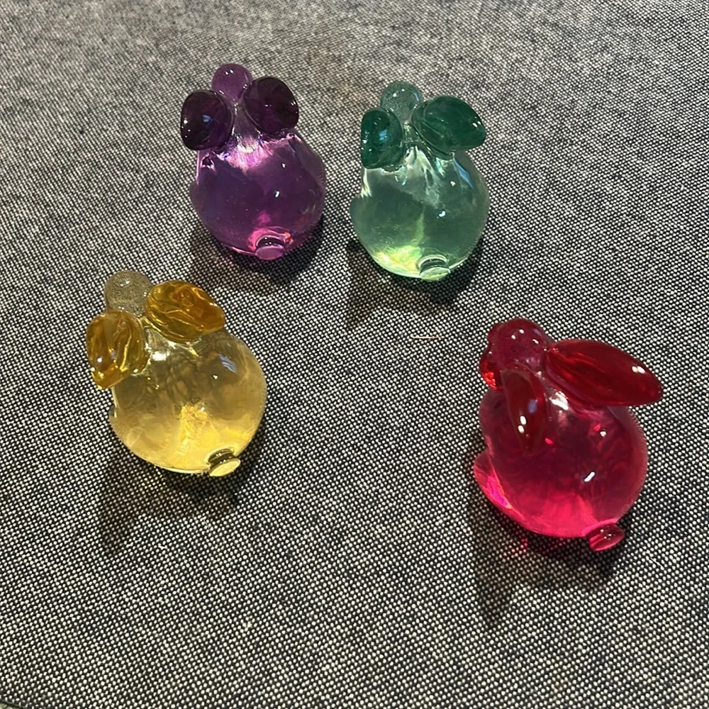 VTG Multi-Color See Through Transparent Hard Plastic Lot Of 4 Rabbits & Bunnies